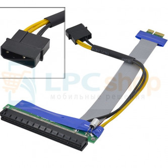 Райзер для видеокарт PCI-E 1x to 16x 20 см с дополнительным питанием Molex