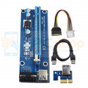 Райзер для видеокарт PCI-E 1x to 16x 60 см + molex  SATA USB 3.0 Ver 006