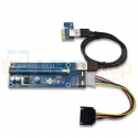Райзер для видеокарт PCI-E 1x to 16x 60 см + molex  SATA USB 3.0 Ver 006