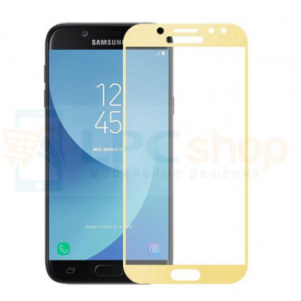 2,5D Защитное стекло (Full Screen) для Samsung J3 (2017) J330F (полное покрытие) Золото