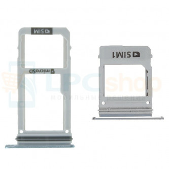 Лоток сим карты и карты памяти Samsung A5 (2017) A520FD / A7 (2017) A720FD Dual (2 сим карты) (комплект из 2шт) Голубой