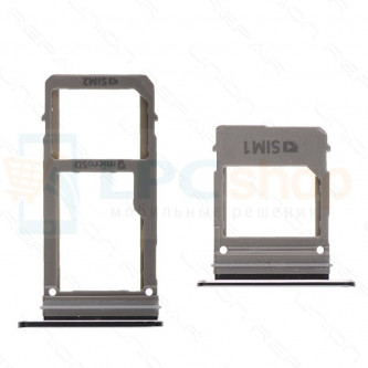 Лоток сим карты и карты памяти Samsung A5 (2017) A520FD / A7 (2017) A720FD Dual (2 сим карты) (комплект из 2шт) Черный