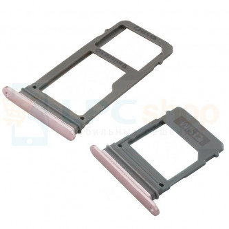 Лоток сим карты и карты памяти Samsung A5 (2017) A520FD / A7 (2017) A720FD Dual (2 сим карты) (комплект из 2шт) Розовый (Pink)