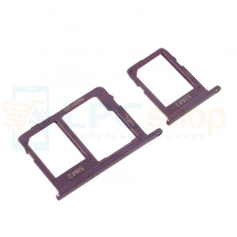 Лоток сим карты и карты памяти Samsung J6 (2018) J600FD (для 2-х сим карт) (комплект из 2шт) Фиолетовый