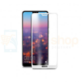 2,5D Защитное стекло (Full Screen) для Huawei P20 Lite Белое (Полное покрытие)