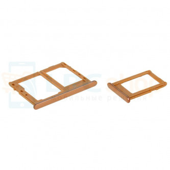Лоток сим карты и карты памяти Samsung J4+ (2018) J415FD / J6+ (2018) J610FD (для 2-х сим карт) (комплект из 2шт) Розовое золото