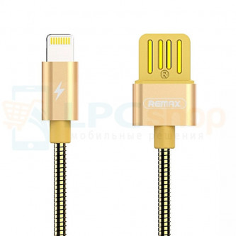 Кабель USB - Lightning (Iphone) Remax RC-080i (оплетка металл) Золото