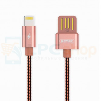 Кабель USB - Lightning (Iphone) Remax RC-080i (оплетка металл) Розовый