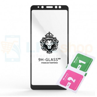Защитное стекло (Full Screen) для Samsung A730F (A8+ 2018) Черное (Полное покрытие)