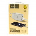СЗУ USB Hoco C62A (2A, 2 порта, кабель MicroUSB) Белый