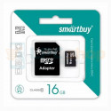 Карта памяти MicroSDHC 16GB Class 10 Smart Buy + SD адаптер