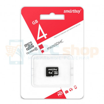 Карта памяти MicroSDHC 4GB Class 10 Smart Buy без адаптера