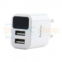 СЗУ USB Hoco C63A (2A, 2 порта, дисплей индикатор) Белый