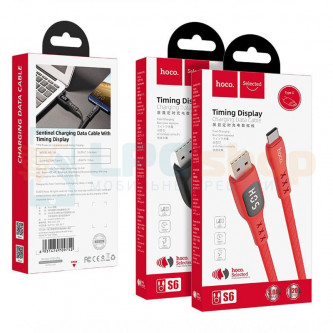 Кабель MicroUSB  Hoco S6 (1.2 м, LCD с таймером) Черный