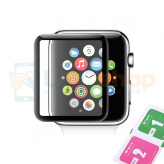 Защитное стекло (Полное покрытие) для Apple Watch / Watch 2 / Watch 3 (42 мм) Черное
