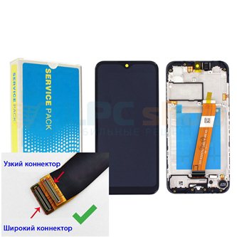 Дисплей для Samsung A01 A015F c рамкой Черный (Широкий коннектор) - Оригинал