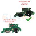 Шлейф для Huawei Honor 9X (STK-LX1) Global (плата) разъема зарядки + разъем гарнитуры и микрофон - с компонентами
