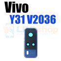Стекло задней камеры Vivo Y31 V2036 Синее + Рамка