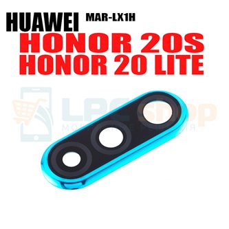 Стекло задней камеры Huawei Honor 20S (MAR-LX1H) / Honor 20 Lite (MAR-LX1H) c рамкой Синее