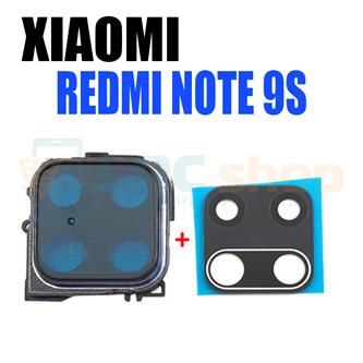 Стекло задней камеры для Xiaomi Redmi Note 9S Черное + рамка