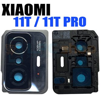 Стекло задней камеры для Xiaomi 11T / 11T Pro Черная + рамка