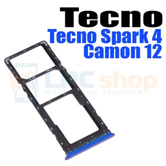 Лоток сим карты для Tecno Spark 4 / Camon 12 KC2 KC8 CC7 Синий