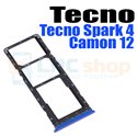 Лоток сим карты для Tecno Spark 4 / Camon 12 KC2 KC8 CC7 Синий