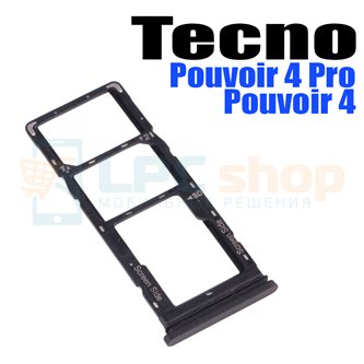 Лоток сим карты для Tecno Pouvoir 4 Pro / Pouvoir 4 LC7 Черный