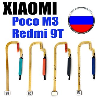 Шлейф для Xiaomi Poco M3 / Redmi 9T отпечатка пальцев Синий / Черный / Фиолетовый / Зеленый из России