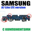 Шлейф для Samsung Galaxy Tab A7 Lite T225 LTE version (плата) разъема зарядки + микрофон  - с компонентами