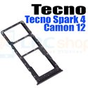 Контейнер сим карты для Tecno Spark 4 / Camon 12 KC2 KC8 CC7 Черный