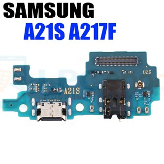 Шлейф для Samsung A21s A217F (плата) разъема зарядки + разъем гарнитуры и микрофон - с компонентами