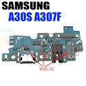 Шлейф для Samsung A30s A307F (плата) разъема зарядки + разъем гарнитуры и микрофон - с компонентами