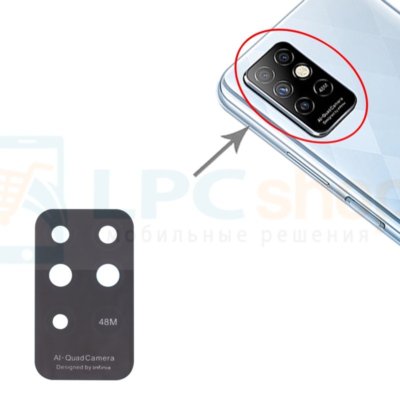 Стекло задней камеры Infinix Note 8i X683 X683B Черное