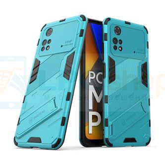 Защитный чехол - накладка для Xiaomi Poco M4 Pro 4G  / Punk Armor / с подставкой Синий / Пластиковый