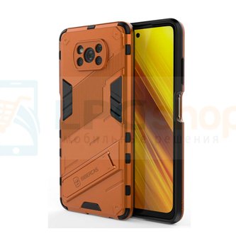 Чехол - накладка для Xiaomi Poco X3 / X3 Pro / Punk Armor / с подставкой Оранжевый / Пластиковый / Защитный