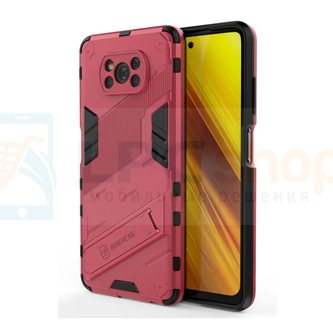 Чехол - накладка для Xiaomi Poco X3 / X3 Pro / Punk Armor / с подставкой Красный / Пластиковый / Защитный