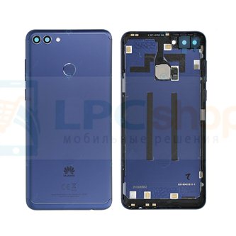 Крышка(задняя) Huawei Y9 2018 Синий + Кнопки + Линза Камеры + Отпечаток пальца