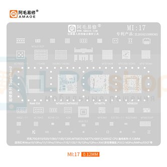AMAOE BGA трафарет Xiaomi (MI17) MT6891Z / MT6893Z / MT6877V / MT6833V / RAM 556 / Note 10 / Pro / 11 / 11 pro / M3 Pro