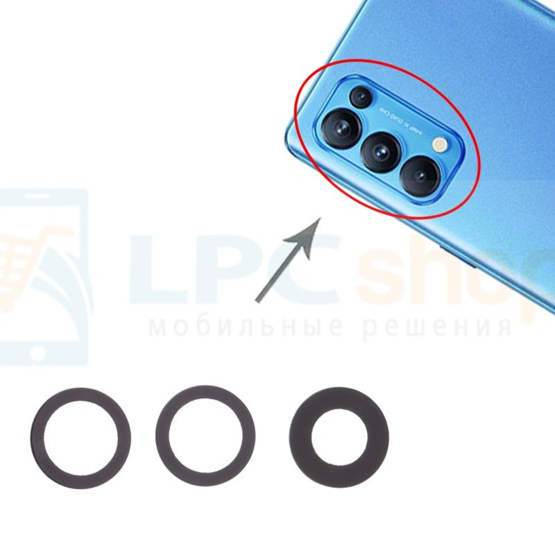 Стекло задней камеры Oppo Reno5 Pro 5G / Reno6 Pro 5G Черное