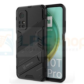 Чехол - накладка для Xiaomi Mi 10T / Mi 10T Pro / BIBERCAS / с подставкой Черный / Пластиковый / Защитный