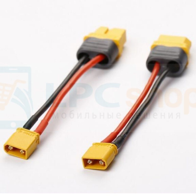 Переходник XT30 папа на XT60 мама / 10см / с кабелем 16AWG