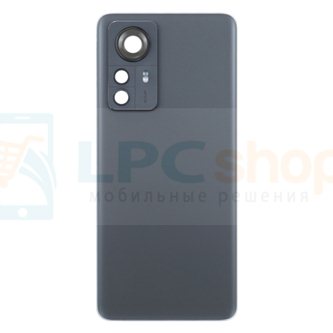 Крышка(задняя) для Xiaomi 12 Pro Черная + Стекло камеры