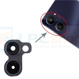 Стекло задней камеры Realme 10 с рамкой Цвет: Черный