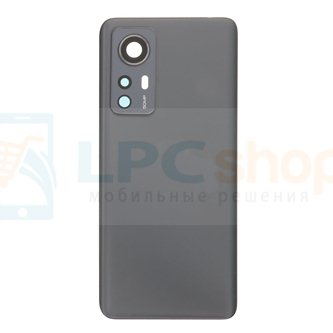 Крышка(задняя) для Xiaomi 12 / 12X Черный со стекло камеры