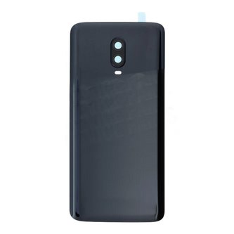 Крышка(задняя) для OnePlus 6T со стеклом камеры Черная матовая - ORIG