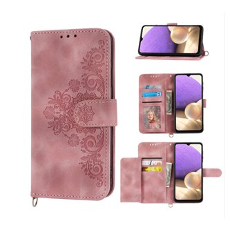 Чехол книжка Samsung A32 A325F кошелек / подставка Светло-розовый