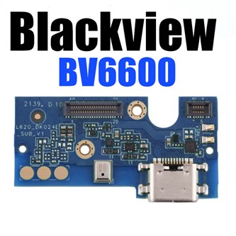 Шлейф для Blackview BV6600 / BV6600 Pro / BV6600E плата для зарядки и микрофон - (Синяя)