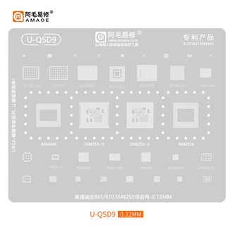 AMAOE BGA трафарет (U-QSD9) для процессоров Snapdragon 865 / 870 SM8250
