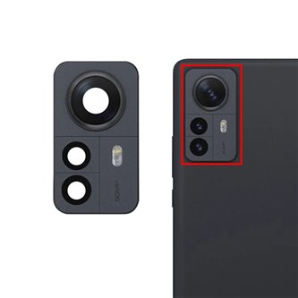 Стекло задней камеры Xiaomi 12 Pro с рамкой Цвет: Серый